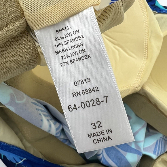 Swimsuits For All Blue Tropical Tankini Top Size 32 Ruffle NWT - Picture 8 of 10